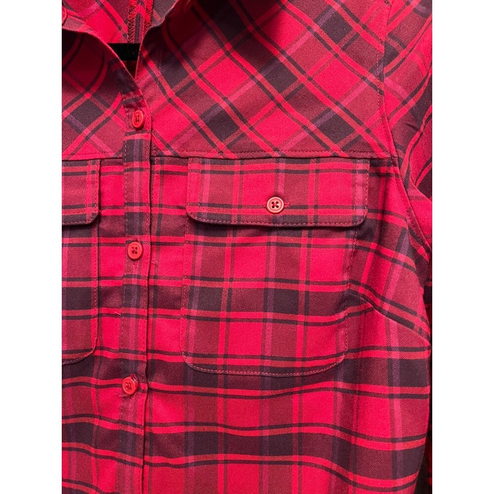 Columbia Plaid Long Sleeve Button Up Red & Black and Flannel‎ Shirt Size Small - Picture 5 of 6